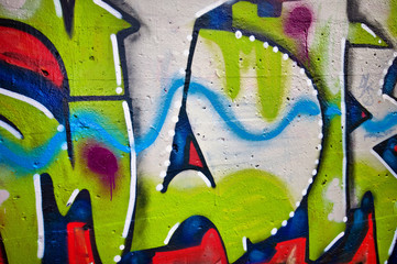 Close up and colourful urban art
