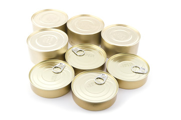 object on white - Tin with canned food