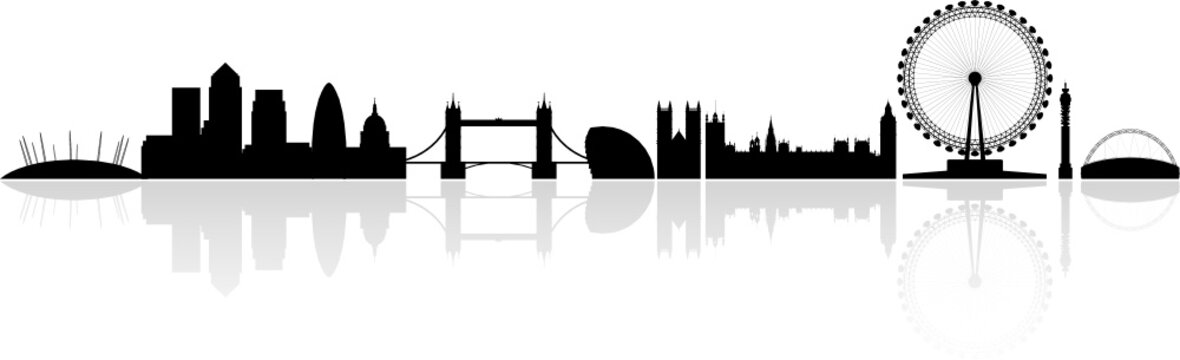 Fototapeta London skyline silhouette isolated on a white background