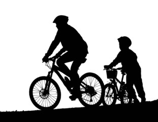 man with the child on bicycles