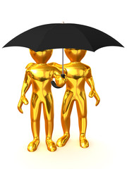 Two man with umbrella