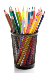 Many pencils of different colors