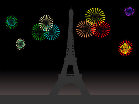 Eiffel Tower With Fireworks