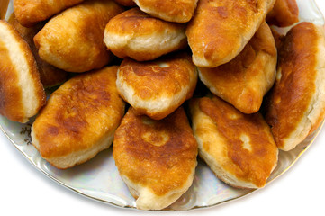 Hot roasted patty from  wheat flour on plate