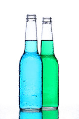 alcohol bottles on white