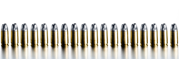 bullets 9mm high contrast banner isolated on white