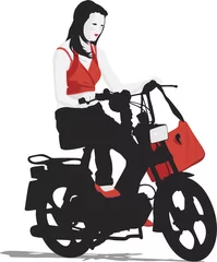 Foto op Plexiglas young girl riding moped © Accent