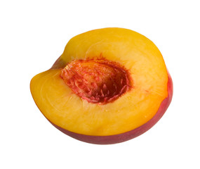half of the peach isolated on white