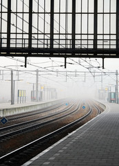 Foggy railway station