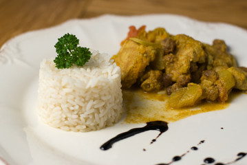 curry de porc et riz basmati