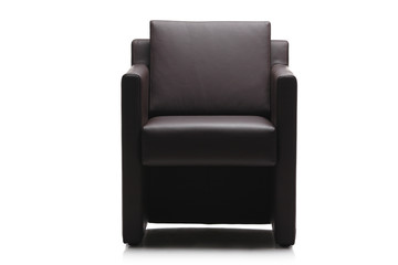 Image of a modern black leather armchair