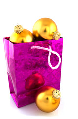shopping bag with christmas balls