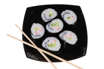 rolls on plate over white background