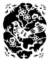 traditional chinese bird with floral design