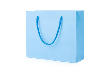 blue shopping bag isolated on a white background.
