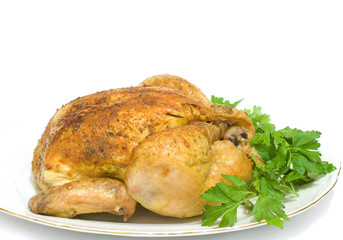 Roasted chicken om whithe background
