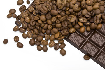 coffee beans and chocolate-bar