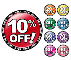Colorful Percent OFF Icons