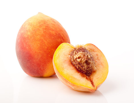 one and half peaches isolated