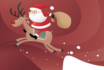 Santa riding Reindeer