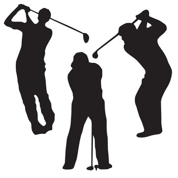golf player silhouette vector