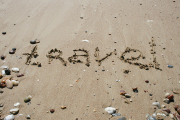 Beach scratched in the sand at the travel