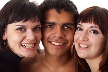 Portrait of three happy friends