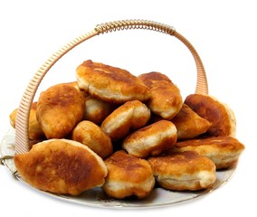 Hot roasted patty from  wheat flour on plate