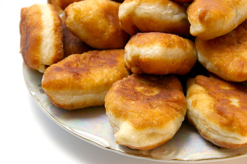 Hot roasted patty from  wheat flour on plate