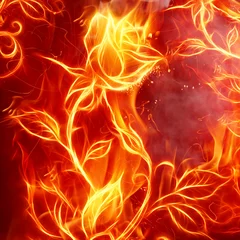 Crédence de cuisine en verre imprimé Flamme Rose de feu
