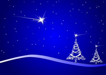 merry christmas blue tree, stella cometa