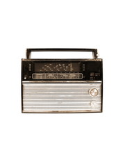old radio on white background
