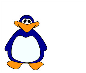 Comic penguin on a white background
