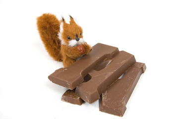cute plushy squirrel with a chocolate letter for dutch holiday c