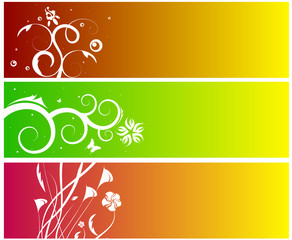 Set of 3 editable modern vector floral banners
