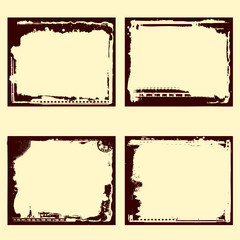 Four editable vector distressed dark borders .