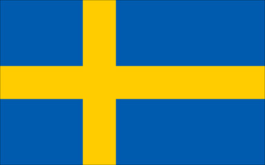 The Swedish flag with official proportions and line border