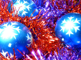 Obraz na płótnie Canvas Christmas balls in tinsel