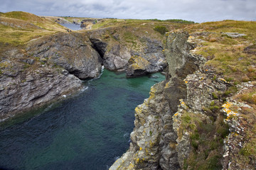 bretagne,belle-île : côte sauvage, vers la pointe du vieux châte