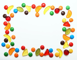 Frame made of colorful candies