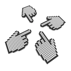 Door stickers Pixel Computer hand cursors 3d rendered illustration