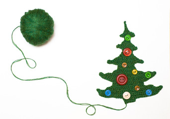 amusing knitted christmas tree against white