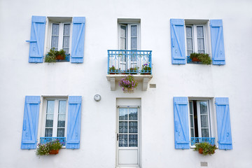 bretagne,belle-&icirc;le,sauzon : fa&ccedil;ade de maison
