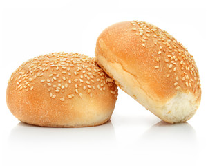 two fresh bread loafs isolated on white