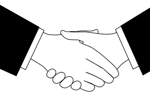 recommend clip art: Clipart sketch of business deal handshake in black and white