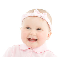 Happy face of baby girl with bowknot on head