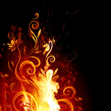Fiery floral background