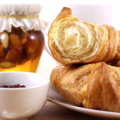 Croissant and Honey with Almonds