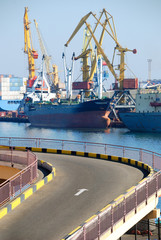 View on port with cargo loading