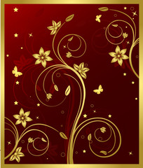 Golden floral vector background